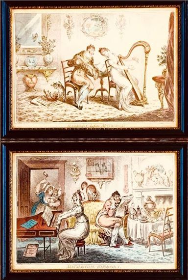 JAMES GILLRAY- 'HARMONY BEFORE MATRIMONY' AND 'MATRIMONIAL HARMONICS', PRINTS, SIGNED LOWER LEFT by James Gillray
