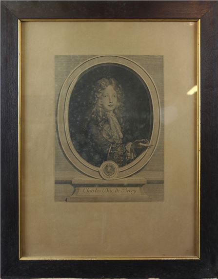 Antica incisione ''Louis Duc de Bourgogne'' da un dipinto di J.F. de Troy e incisa da Chevalier Edelinck. Scuola francesedel 700. Cornice in noce e oro (cm73x58,5 -compresa la cornice - Joseph-Louis Duc