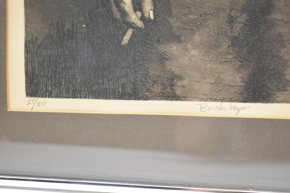 Artwork by George Engle, The Bricklayer, Made of Etching