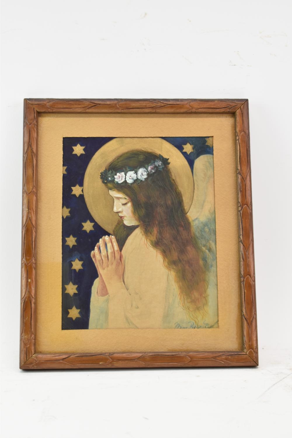 Max Rosenfeld | Antique Max Rosenfeld Mixed Media of Angel in Prayer ...
