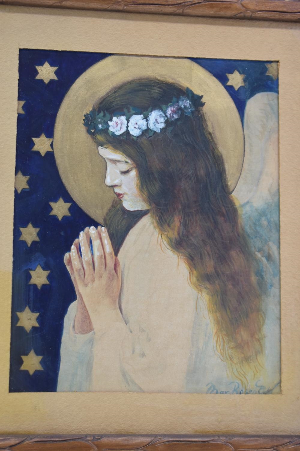 Max Rosenfeld | Antique Max Rosenfeld Mixed Media of Angel in Prayer ...