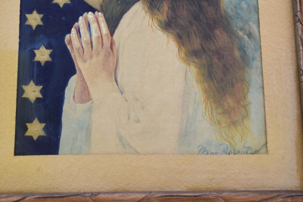 Max Rosenfeld | Antique Max Rosenfeld Mixed Media of Angel in Prayer ...