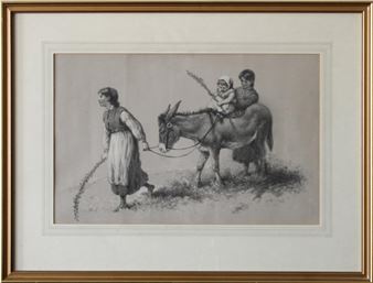 Children riding a donkey - Tim Garnett-botfield