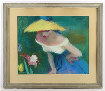Junge Frau mit Blume - Rudolf Kriesch