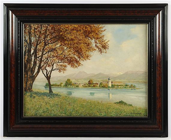 Blick auf die Fraueninsel und Kloster Frauenchiemsee by Walter Thamm