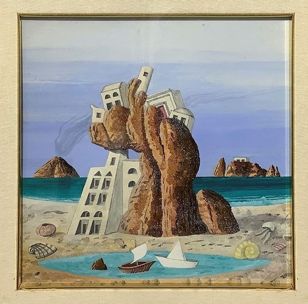 Artwork by Fabio Aphel, Landscape with buildings, Made of Oil