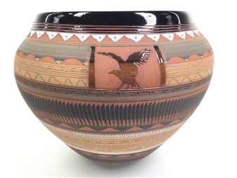 Hilda Whitegoat Navajo Polychrome Pottery Vase - Hilda Whitegoat