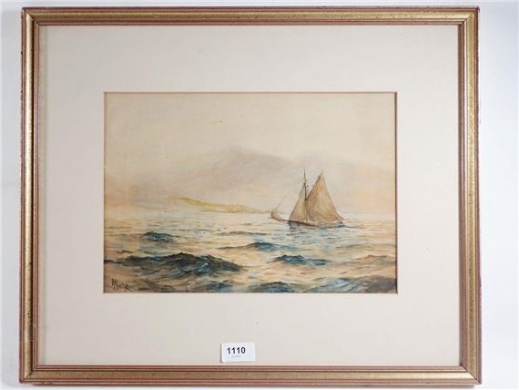 Robert Allensmore Lowe -  marine scene with yacht, xcm by Robert Allensmore Lowe