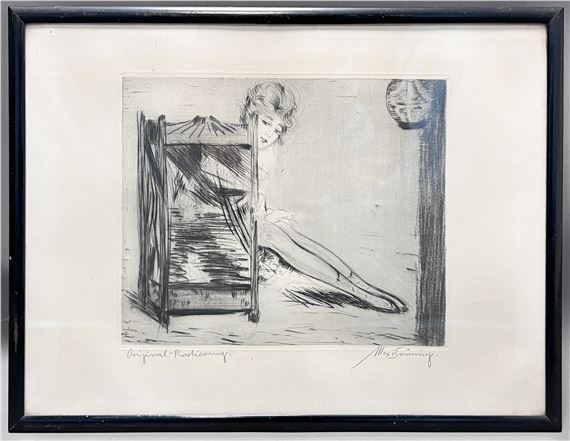 Max Brüning | Lasziv sitzende junge Frau | MutualArt