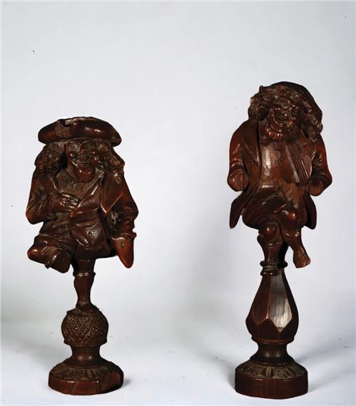 Paire de sujets illustrant des musiciens à l’expression grotesque by German School, 18th Century