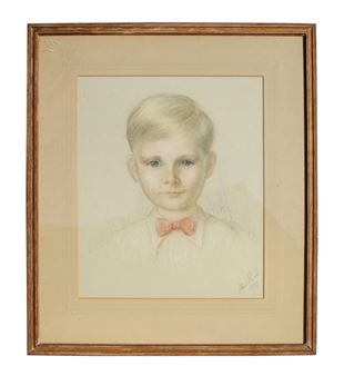 Honor Earl (British 1901-1996 - Portrait of a Young Boy - signed and dated 1952 lower right, pastel - Honor Earl
