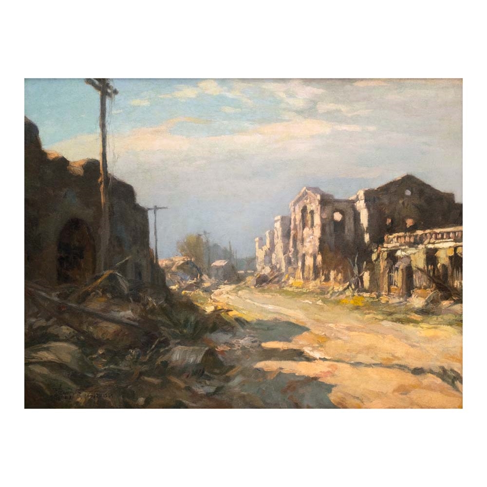 Artwork by Fernando Amorsolo, Ruins of War, Made of oil on canvas