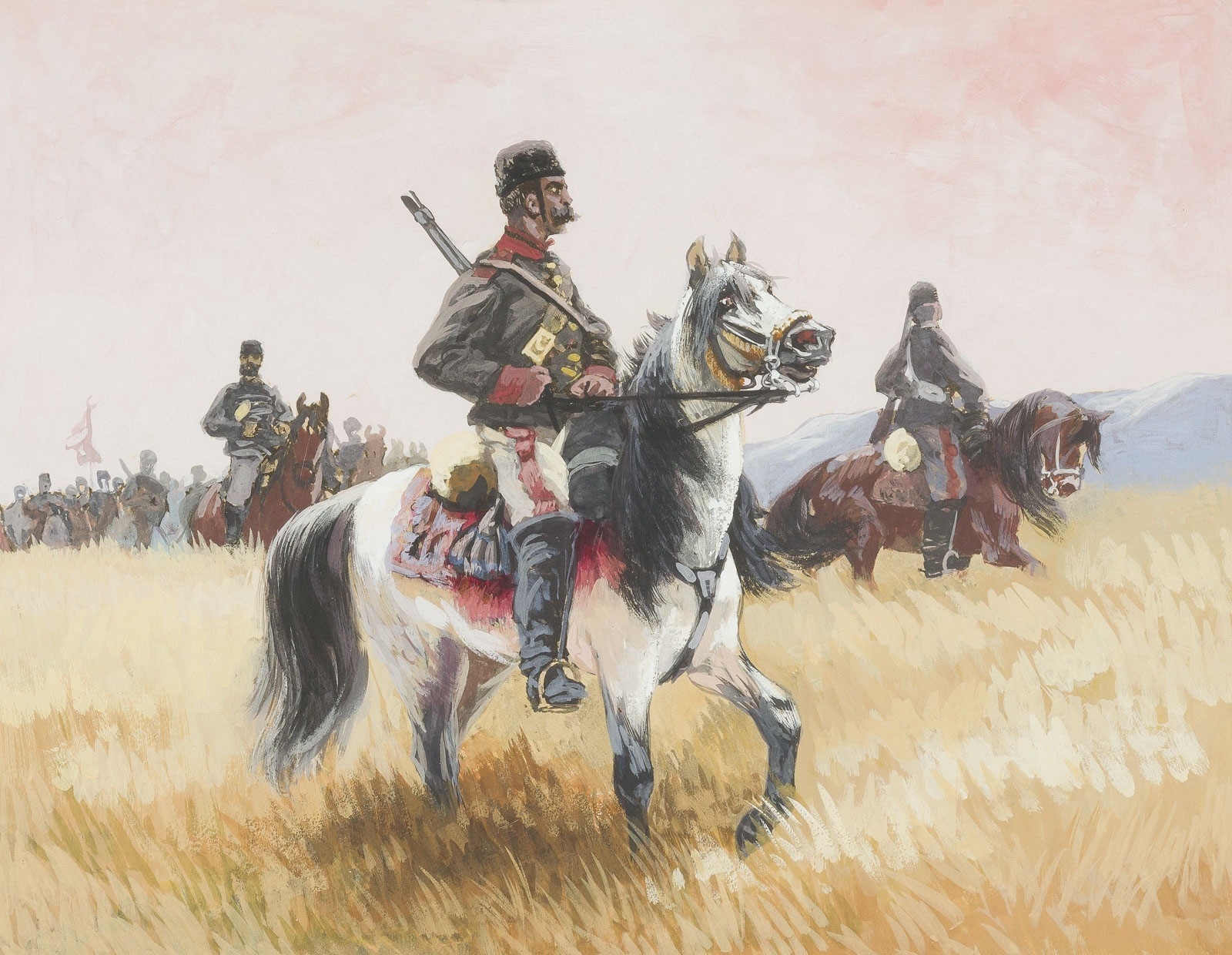 Theodor Rocholl | HUSAR AUF PFERD MT REGIMENT IN WEITER LANDSCHAFT ...
