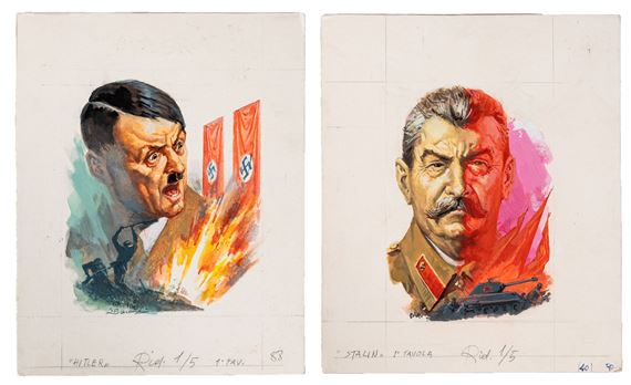 Hitler e Stalin, two illustrations by Severino Baraldi
