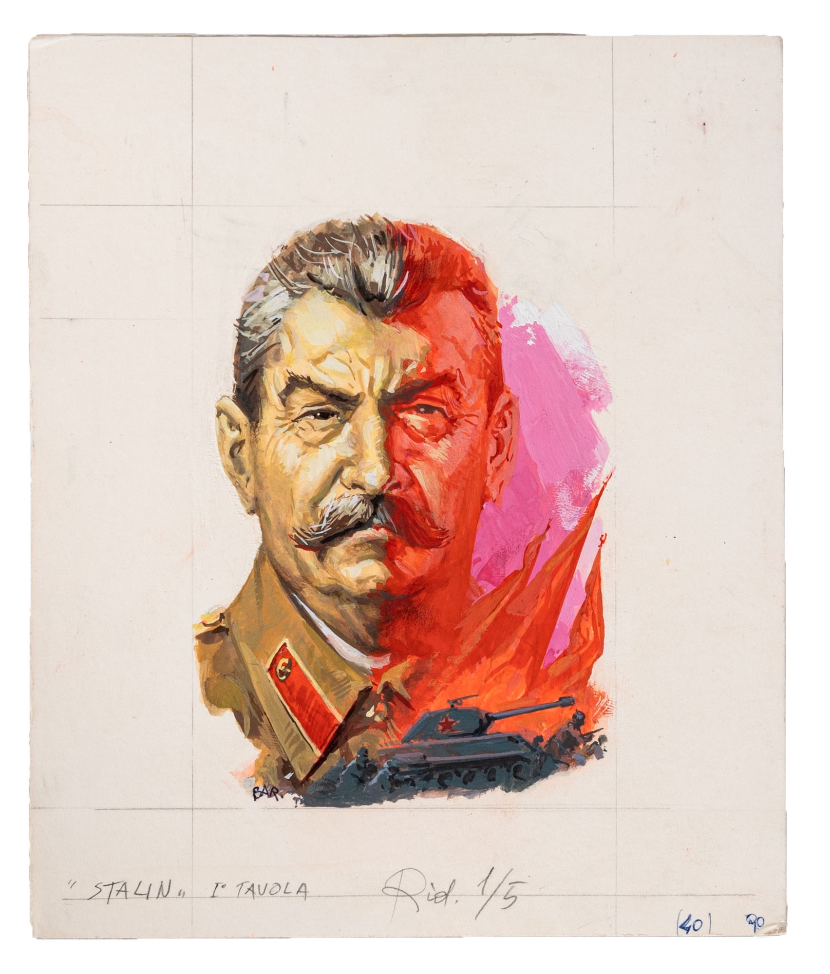 Artwork by Severino Baraldi, Hitler e Stalin, two illustrations, Made of Tempera on cardboard