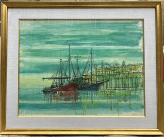 48 x 63 cm - Carzou Bâteaux