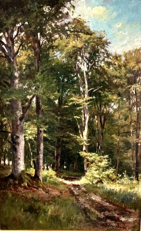Artwork by Gustav von Bechtolsheim, Sommerlicher Waldweg, Made of Öl/ Malk