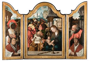 “Tríptico de la Adoración de los Reyes Magos con donantes”, 1528 - Pieter Coecke van Aelst the Elder
