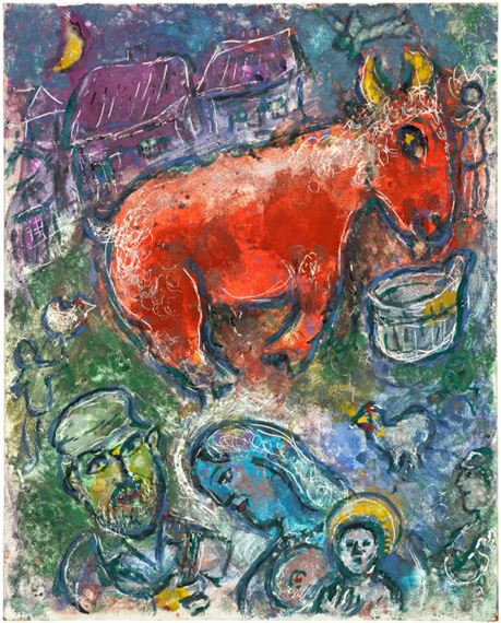 Marc Chagall | L'âne rouge à l'auge (1981) | MutualArt