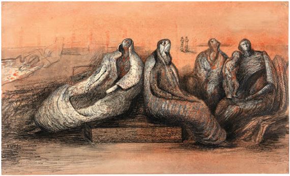 Henry Moore | Group of Seated Figures (1942) | MutualArt