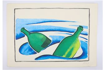 Philippe HORTALA (1960-1998) Bouteilles à la mer Carte de vœux offerte par Skalli - Philippe Hortala