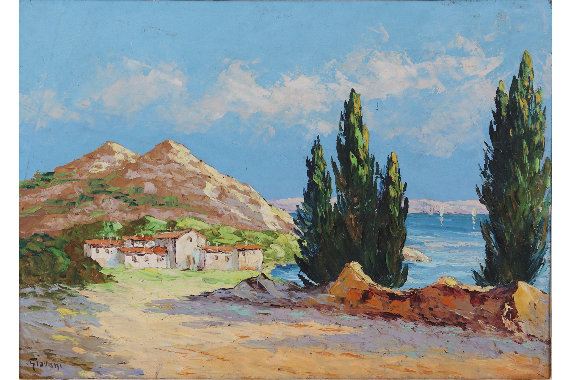 Artwork by Robert Giovani, Robert GIOVANI (XIX-Xxe siècle)
Vue de côte méditerranéenne
Huile sur isorel. Signée, Made of Huile sur isorel