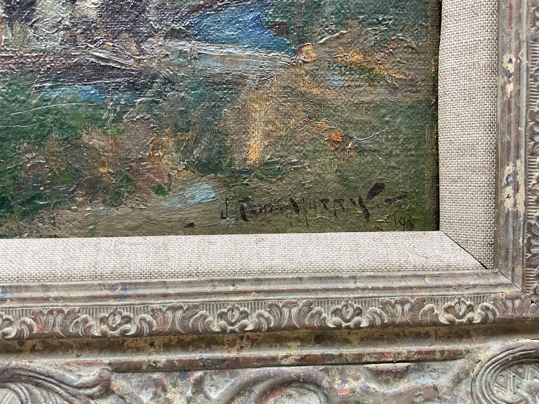 Artwork by John Reid Murray, Goats and Cows at the Riverside, Made of oil on canvas