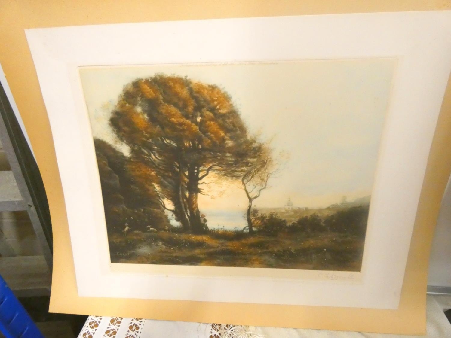 Artwork by Jean Baptiste Camille Corot, C. Fitzgerald, Pastoral landscape pair of Mezzotints, Made of Mezzotints