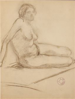 A. de PANAT (1886-1965)Étude de jeune femme nue, assise sur le côté, les jambes - Aymeric de Panat