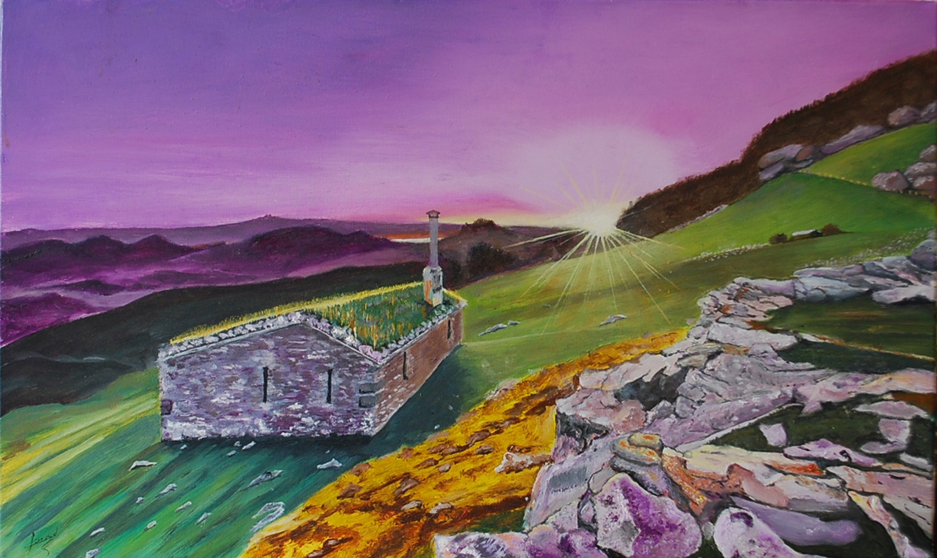 Artwork by Jean Parraud, Jean PARRAUD (XXe)Pays Basque – Bergerie au couchantHuile sur toile. Signée, Made of Huile sur toile