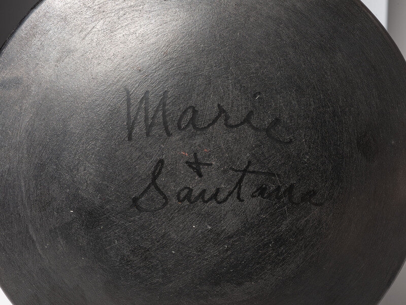 Artwork by Maria Montoya Martinez, Santana Roybal Martinez, Maria and Santana Martinez
(San Ildefonso, 1887-1980 / 1909-2002)
Blackware Pottery Repeating Feather Plate1943-1956, Made of Blackware pottery