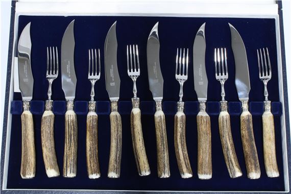 Unknown | Hamilton & Inches cased set of steak knives and forks | MutualArt