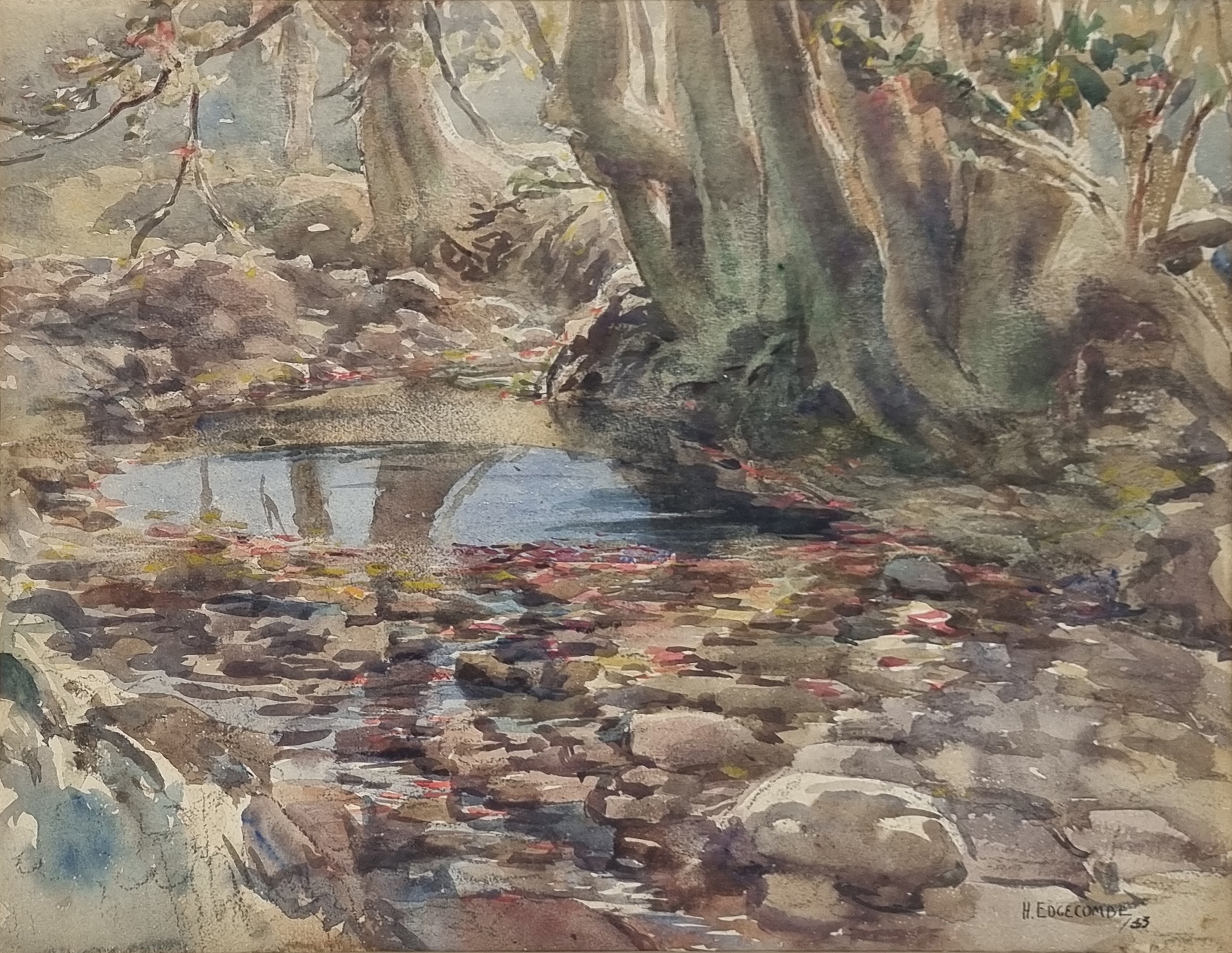 Artwork by Henry Edgecombe, 43 lower right, 34 x 44 cm, framed 51 x 59 cm. Provenance: artist, Made of watercolour