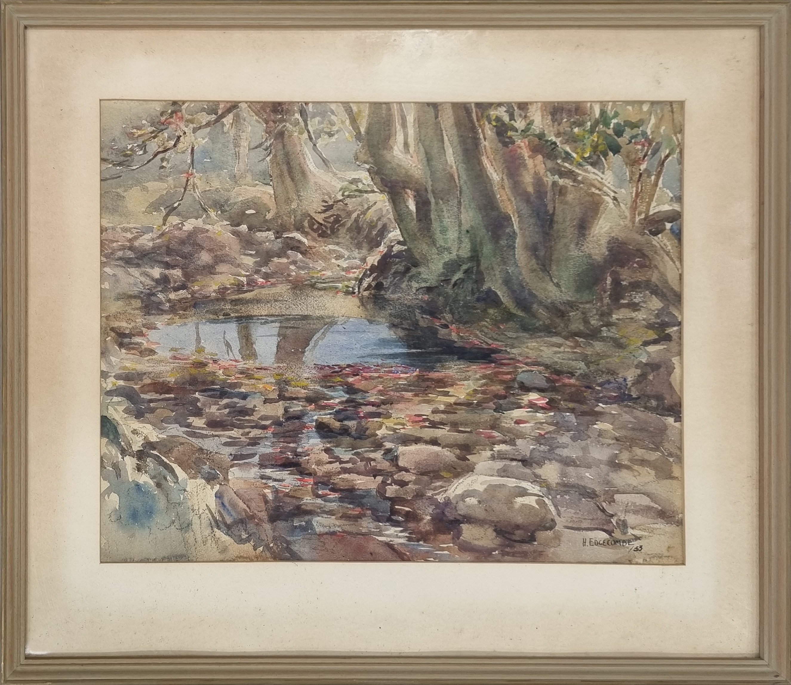 Artwork by Henry Edgecombe, 43 lower right, 34 x 44 cm, framed 51 x 59 cm. Provenance: artist, Made of watercolour