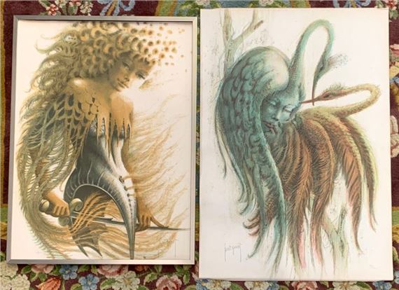 Femme cygne ie sur papier by Francis de Lassus Saint-Geniès