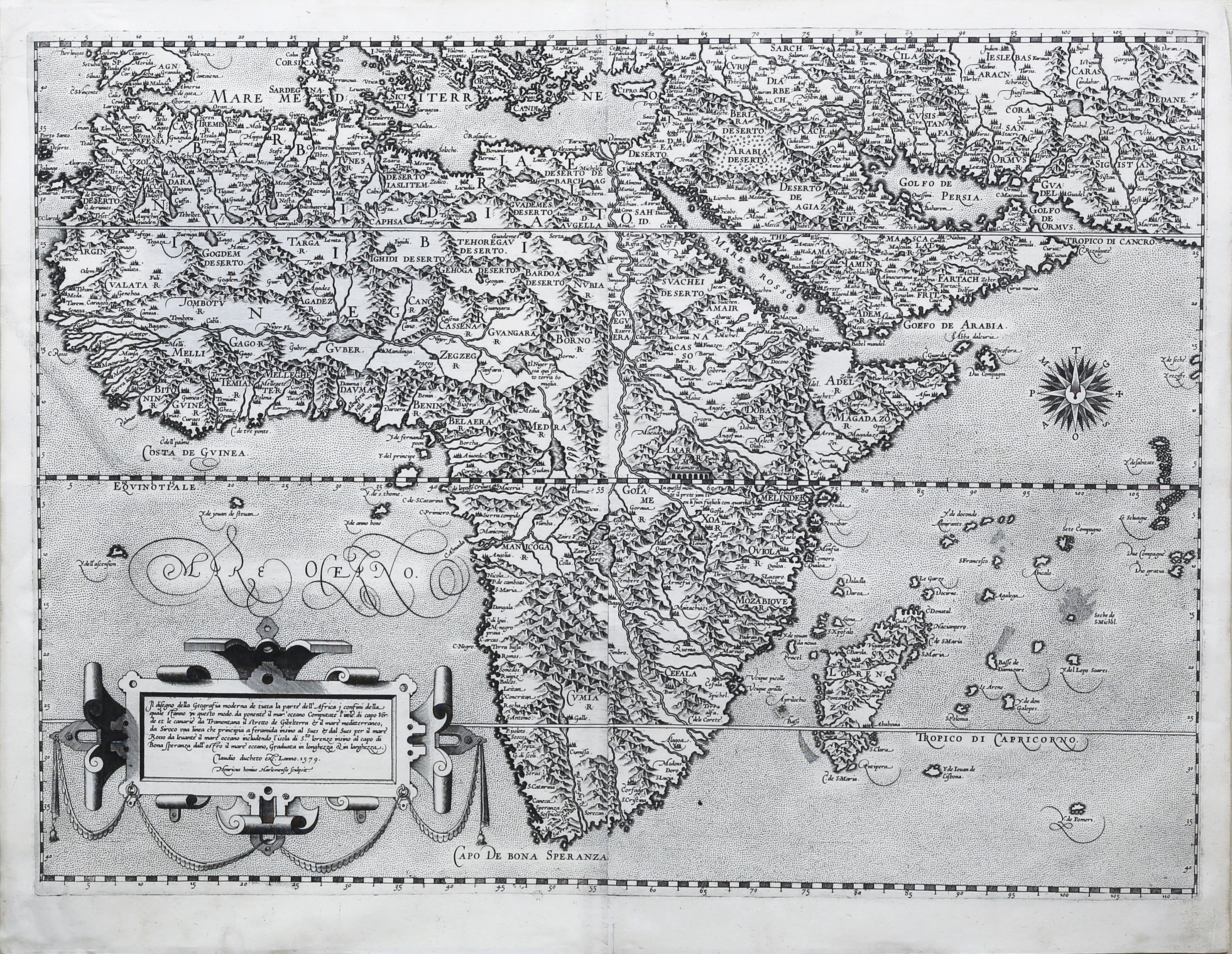 Hondius Henricus | Claudio Duchetti Map of Africa (Circa 1565) | MutualArt