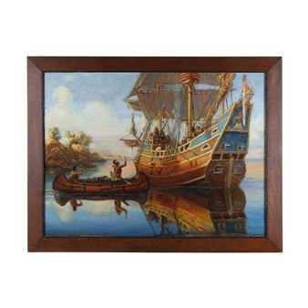 Reginald Sherman Kidd Oil Painting, Dutch Fur Traders - Reginald Sherman Kidd