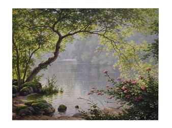 Lake scene with flowers - Frenchy