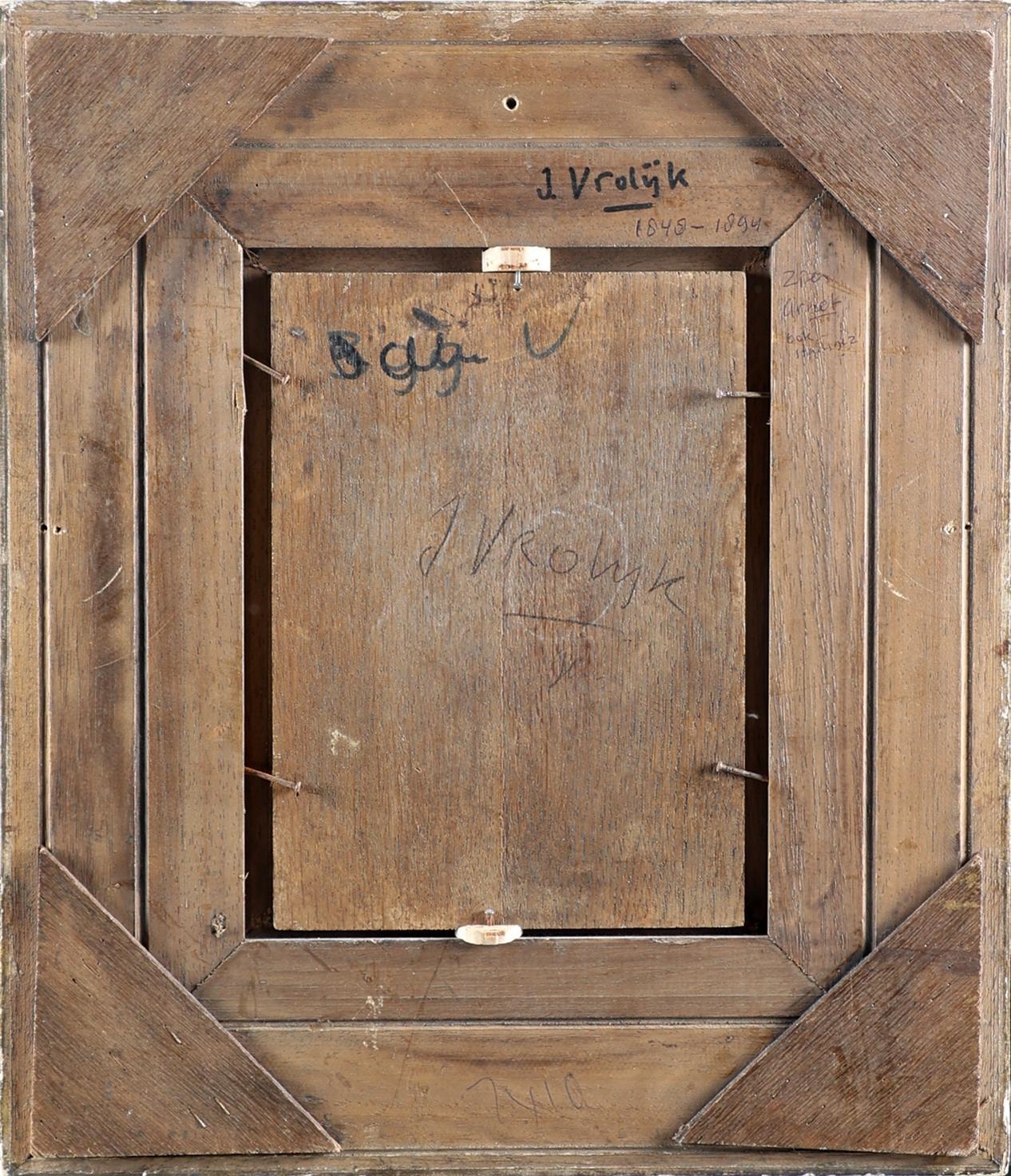 Artwork by J. Vrolijk, Stadsgezicht met personen, Made of oil on panel