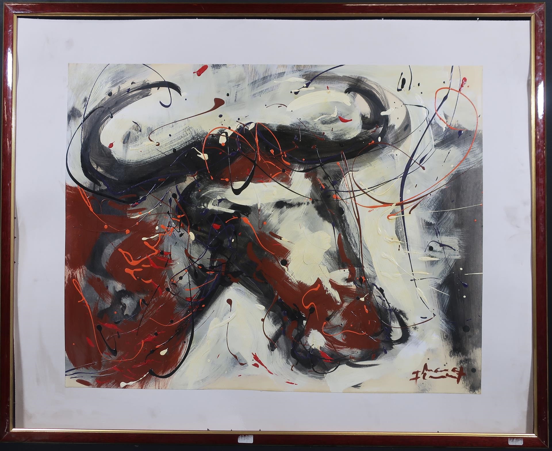 Artwork by Marc Flament, Tête de taureau, Made of Acrylic on cardboard