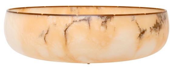 Large turned alabaster bowl by Guy Michaels, dated 1999