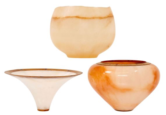 Turned alabaster vessels by Guy Michaels, dated 1999