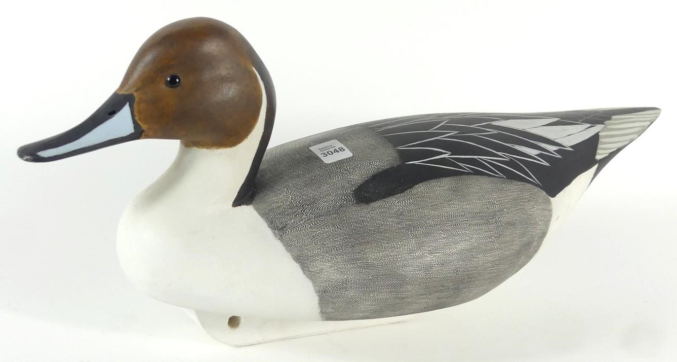 Artwork by Donald W. Morley, 1st Place, International Hunting Decoy Contest, July 21, 1979, Clayton N.Y, Made of carved and hand