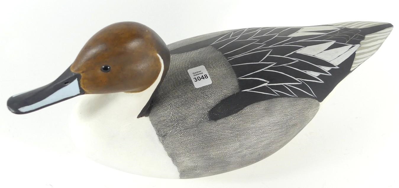 Artwork by Donald W. Morley, 1st Place, International Hunting Decoy Contest, July 21, 1979, Clayton N.Y, Made of carved and hand