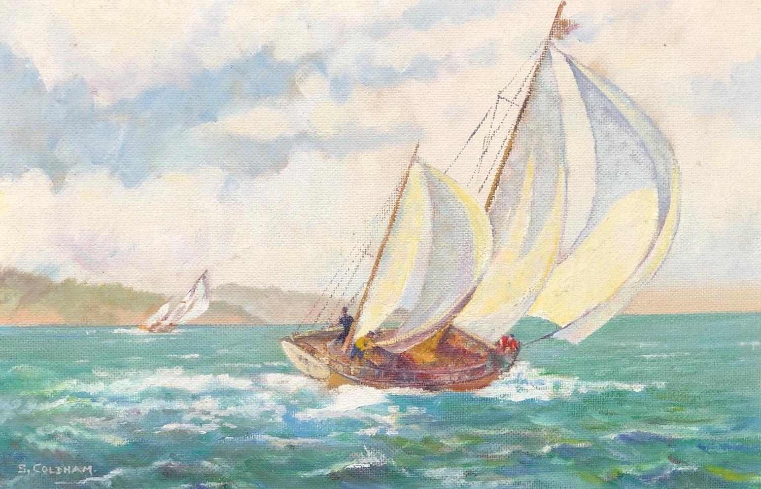 Artwork by Sibyl Coldham, Wind & Sea, Made of oil on board