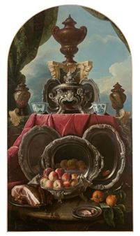 Still life with pieces of silverware by Thomas Germain - Alexandre-François Desportes