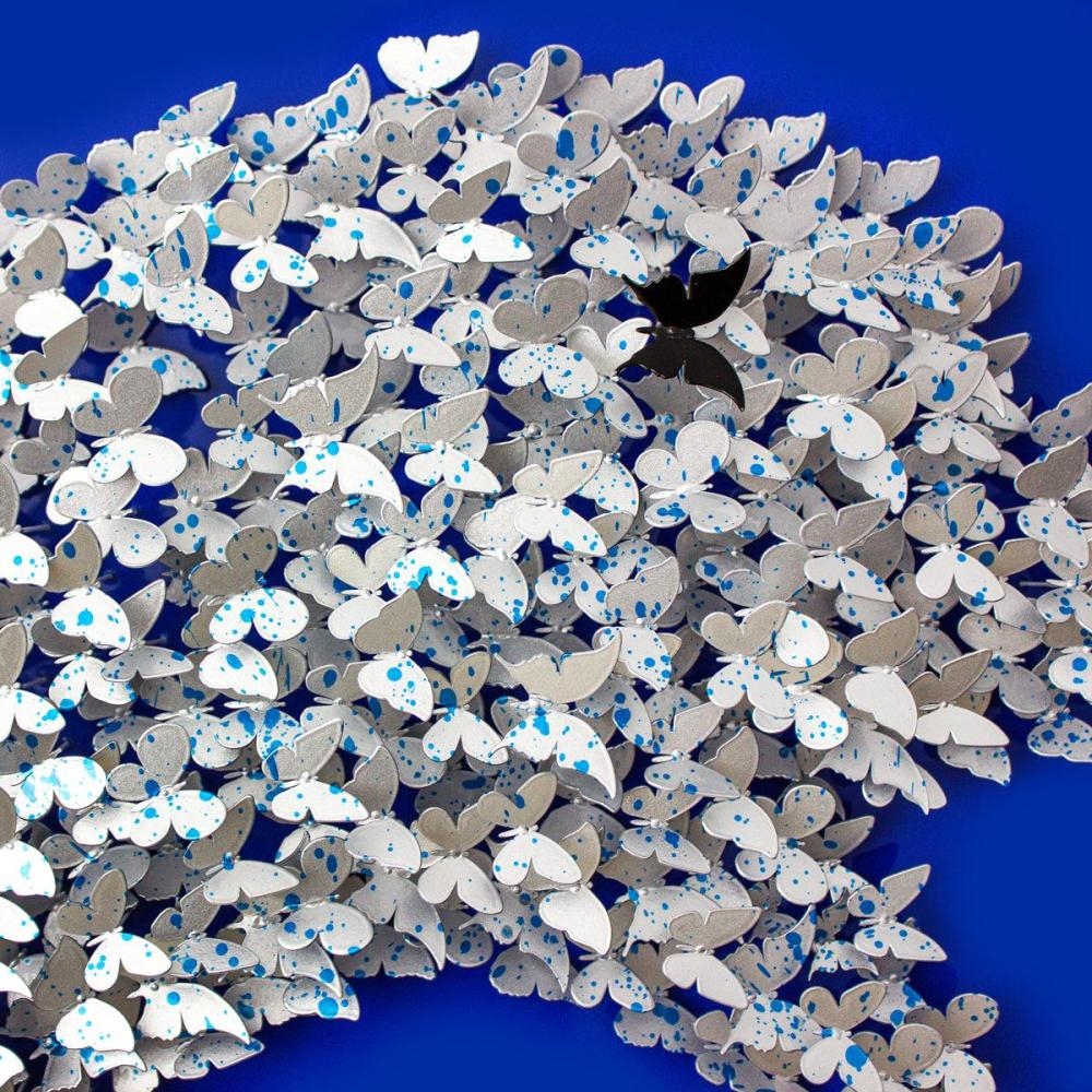 Artwork by Patricia Govezensky, Title: Dolphin, Made of Original 3D Metal Art on Wood