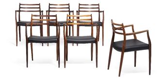 A set of six Brazilian rosewood armchairs - Niels Otto Møller
