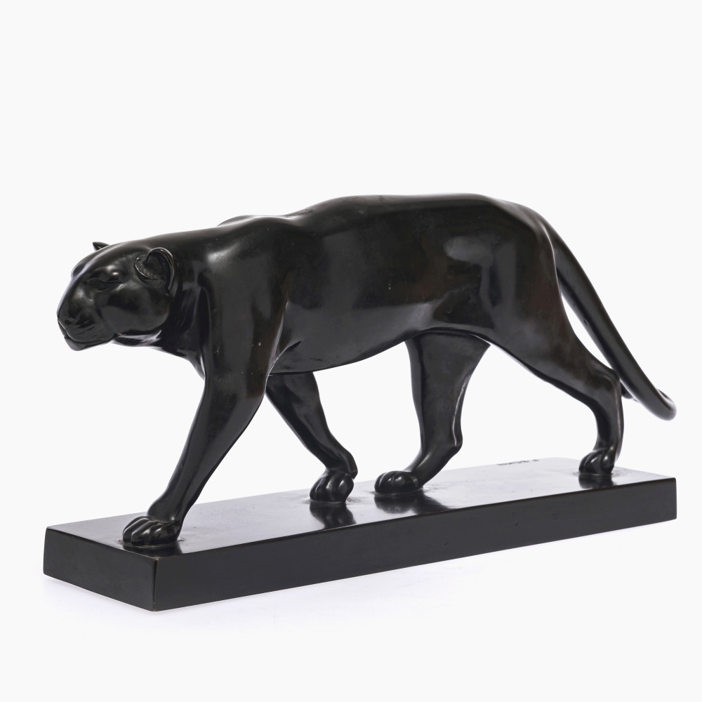 Artwork by Fritz Behn, Panther, Made of Bronze, black brown patinated