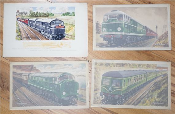 set of four original watercolours for postcard designs by Alan Anderson